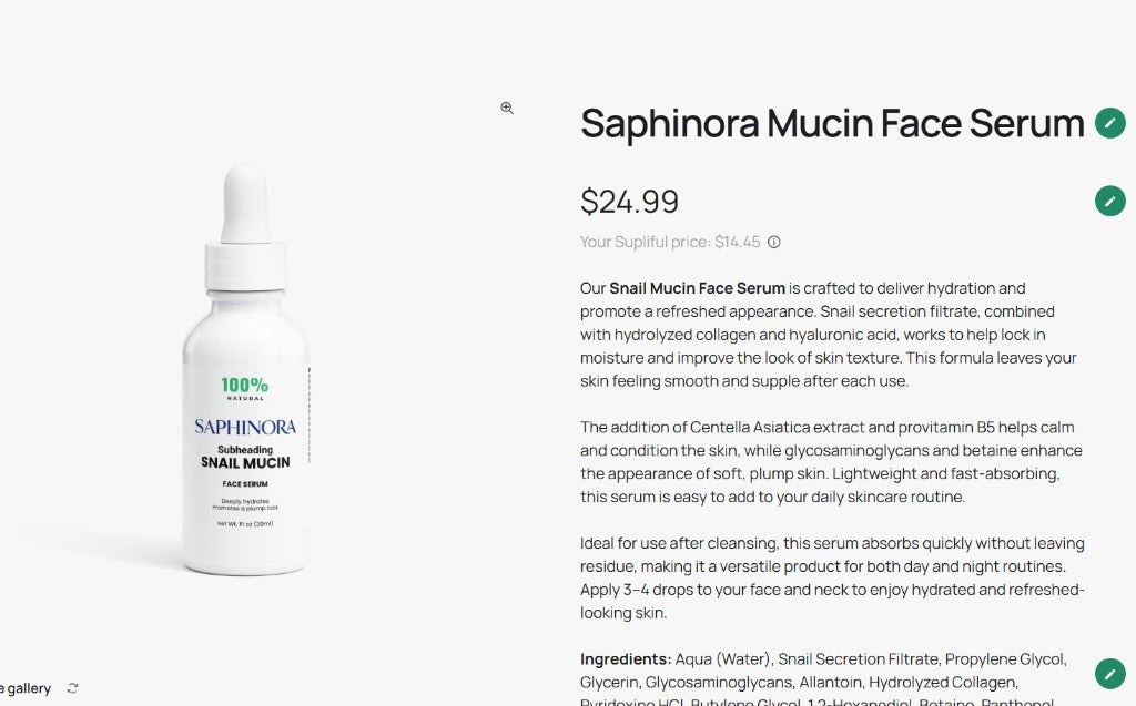 Saphinora Mucin Face Serum