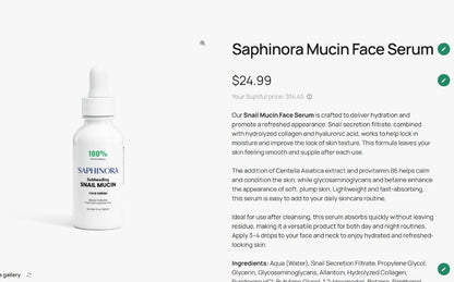 Saphinora Mucin Face Serum